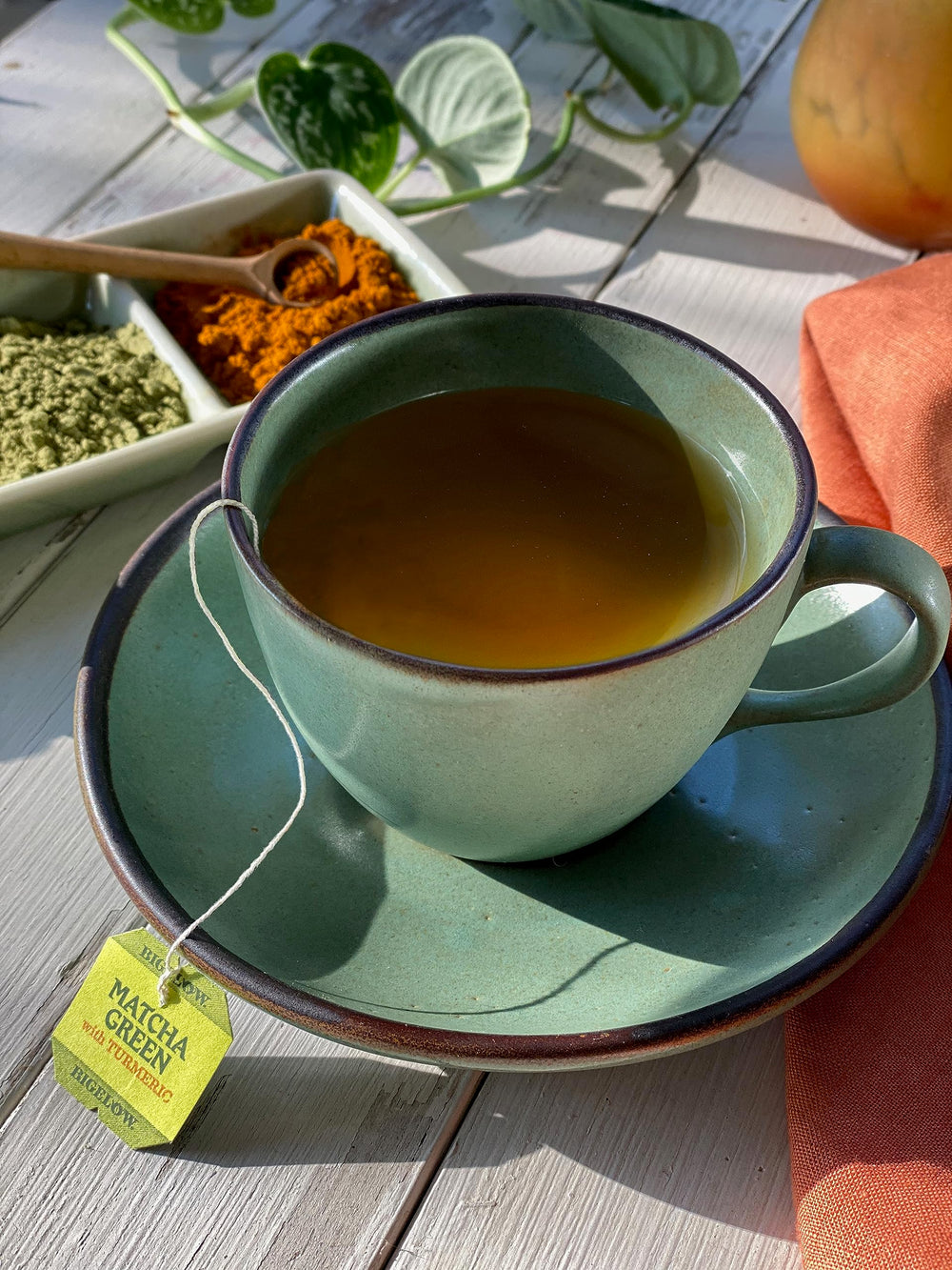 Bigelow Matcha Green Turmeric tea bags foil-wrapped to preserve aroma
