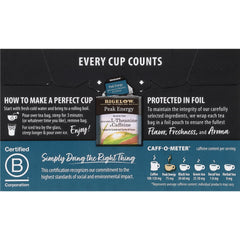 A steeped Bigelow Peak Energy cup releasing bold aroma and smooth finish.