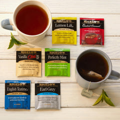 Assorted Bigelow flavors like Earl Grey and English Tea Time.