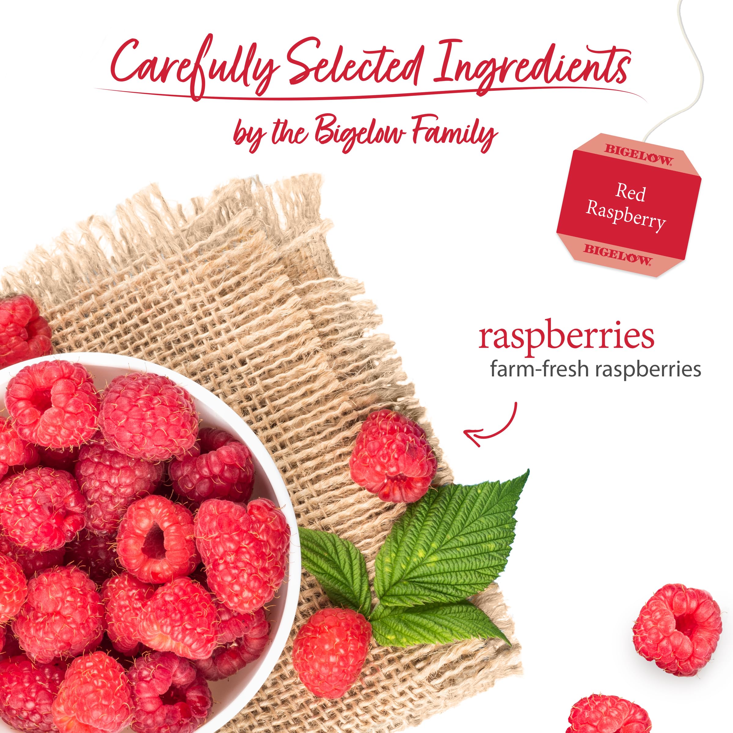 Raspberries and elderberries in the Bigelow Red Raspberry blend