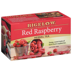 Bigelow Red Raspberry tea bags in foil pouches preserve aroma and freshness