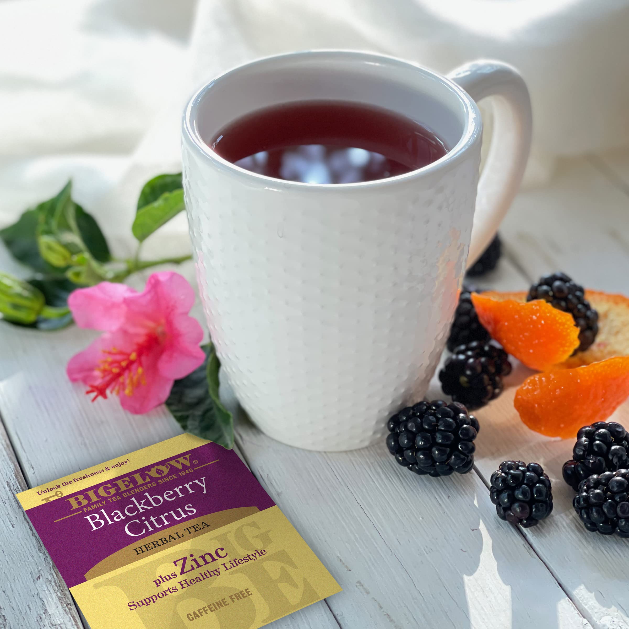 Bigelow Blackberry Citrus Plus Zinc teabags wrapped to preserve freshness
