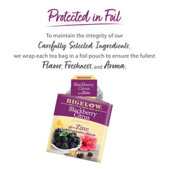 Foil-wrapped Bigelow teabags preserve aroma and flavor