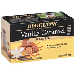 Bigelow Vanilla Caramel Black Tea bags for a cozy morning ritual.