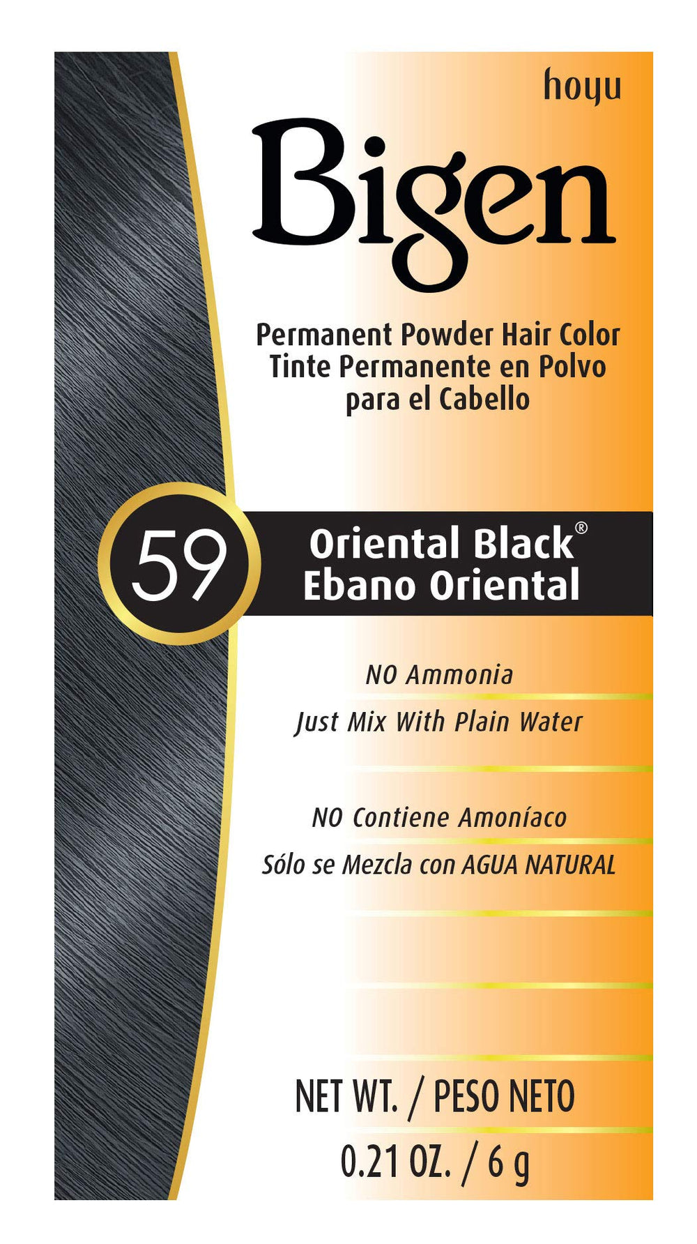 Bigen Oriental Black Permanent Powder 3-Pack box shows deep shade and long lasting color