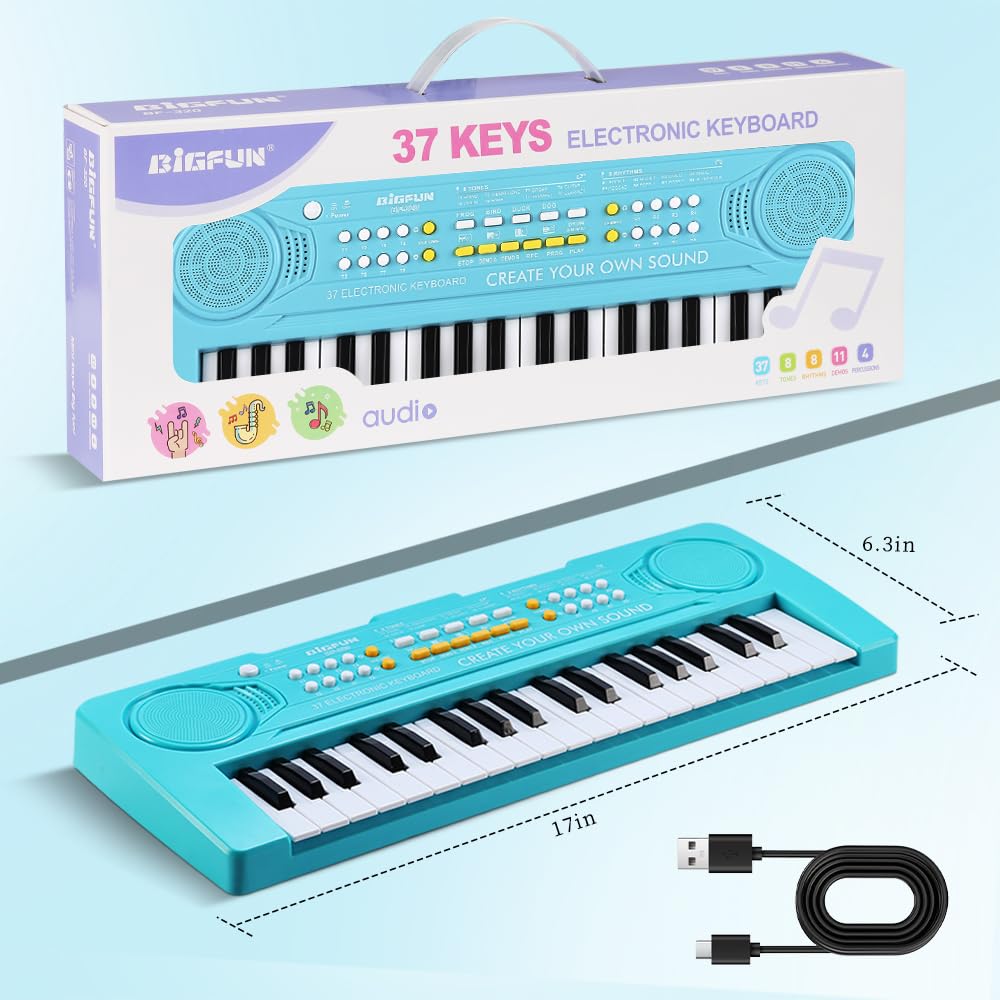 BIGFUN 37-key piano demo songs inspire guided practice.