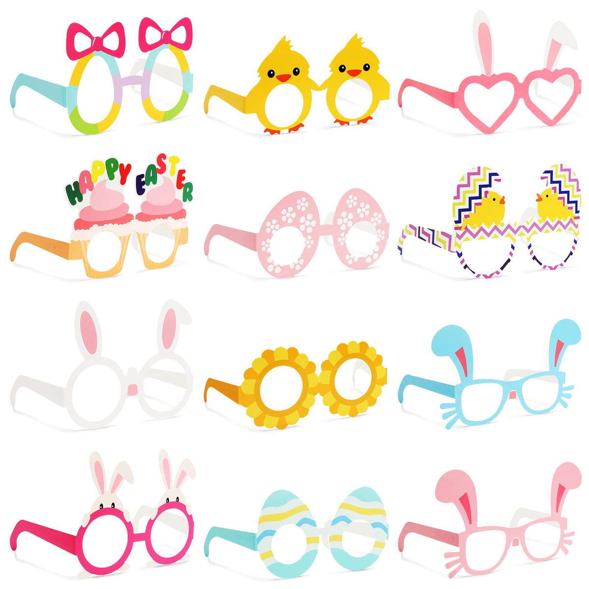 BigOtters Easter glasses with bunny ears for kids, lightweight photo prop