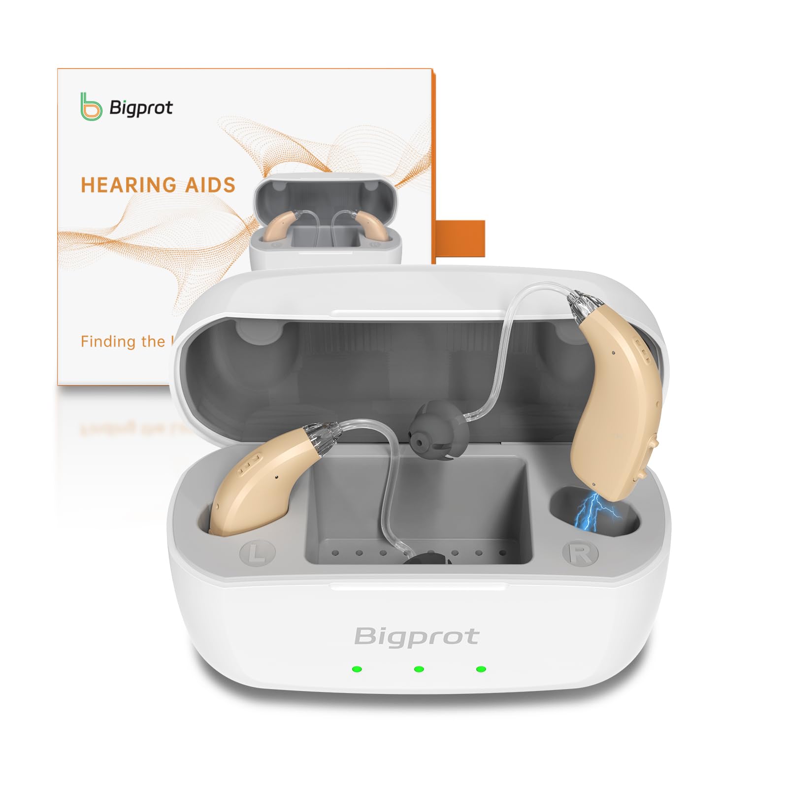 Bigprot rechargeable hearing aids in-ear fit for all-day comfort and clear conversations.