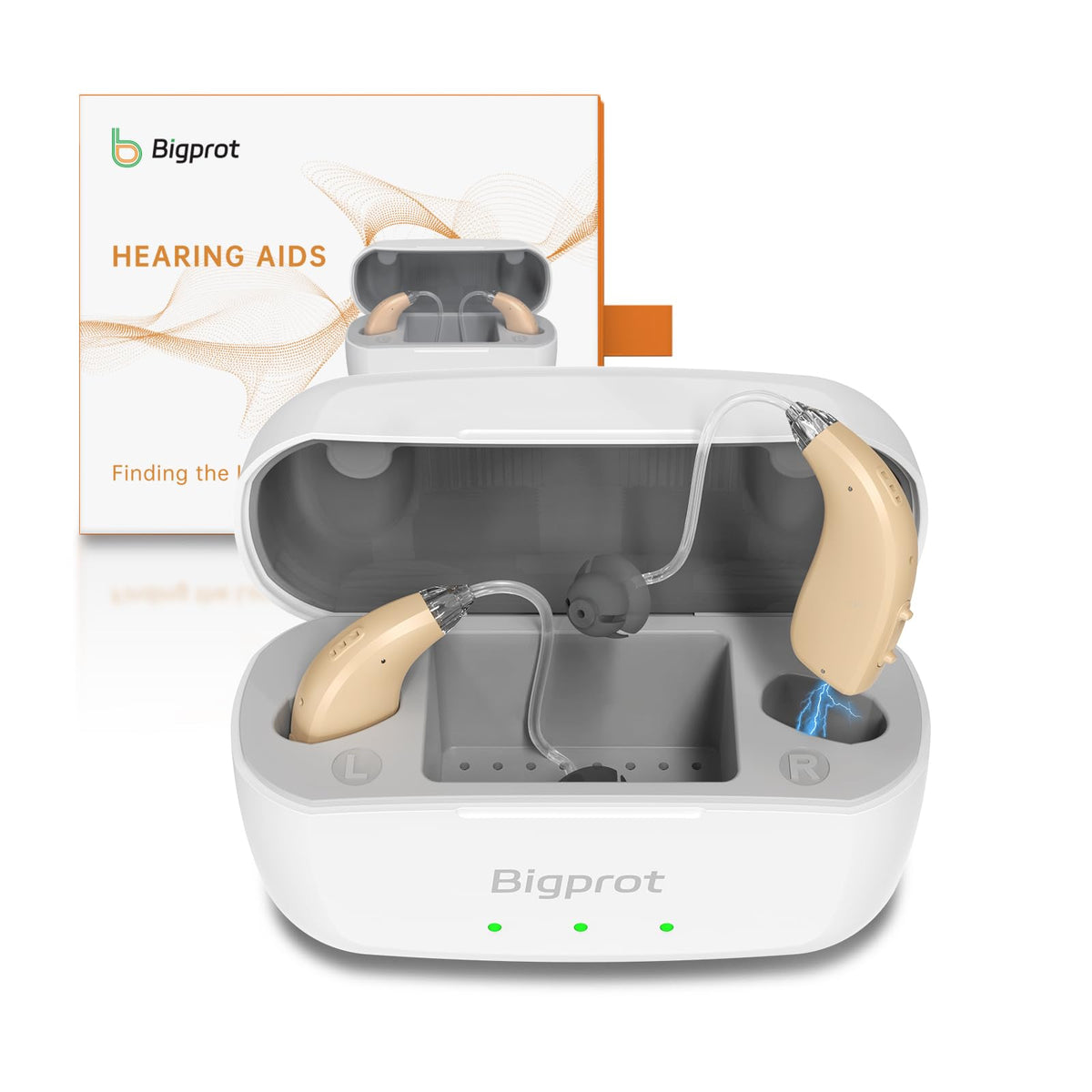 Bigprot rechargeable hearing aids in-ear fit for all-day comfort and clear conversations.