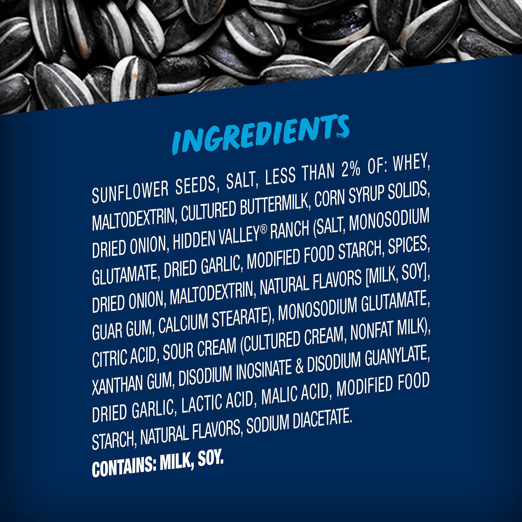BIGS Hidden Valley Ranch seeds bag back with nutrition notes and USA-grown ingredients.