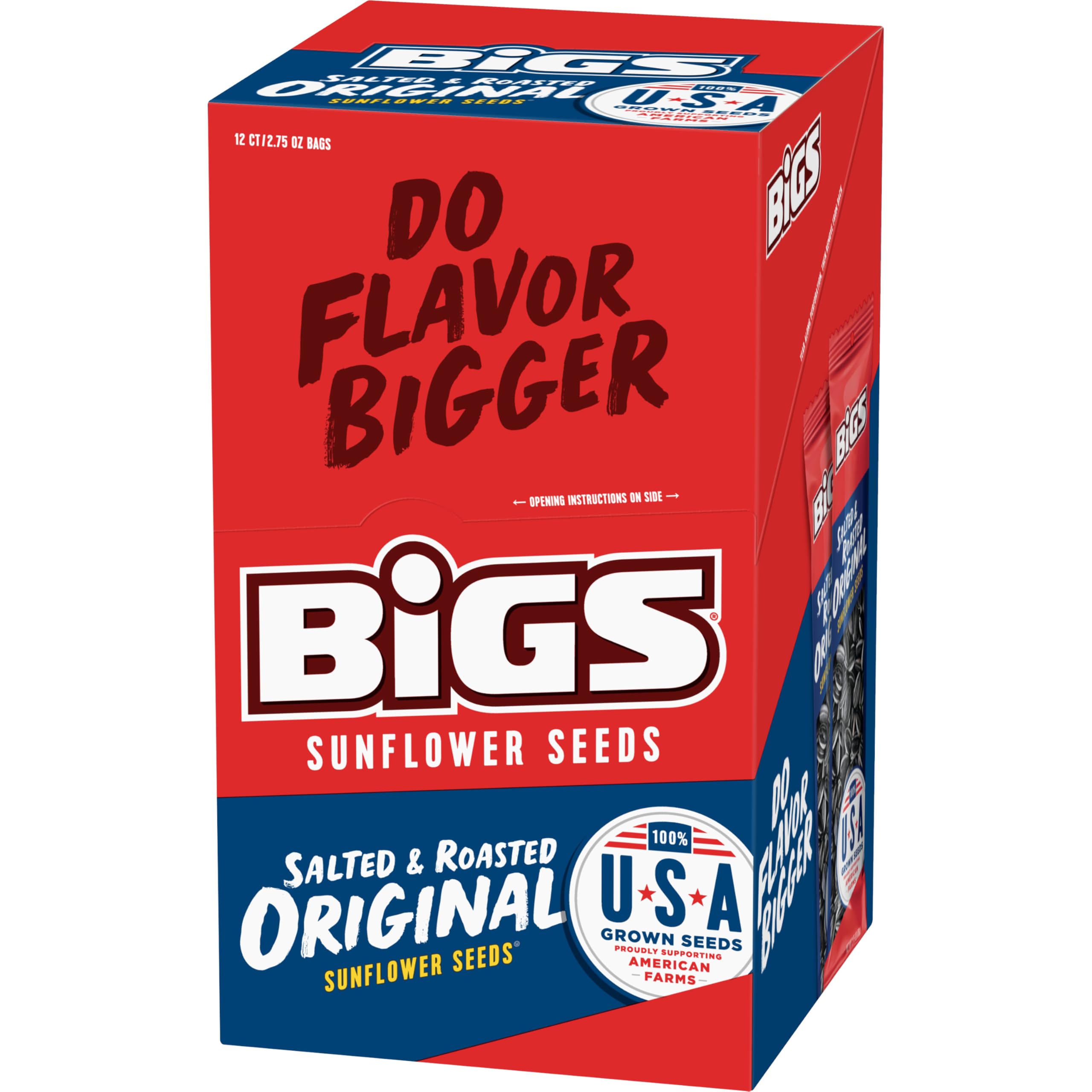 Package of BIGS seeds highlighting twelve 2.75-ounce bags for portability
