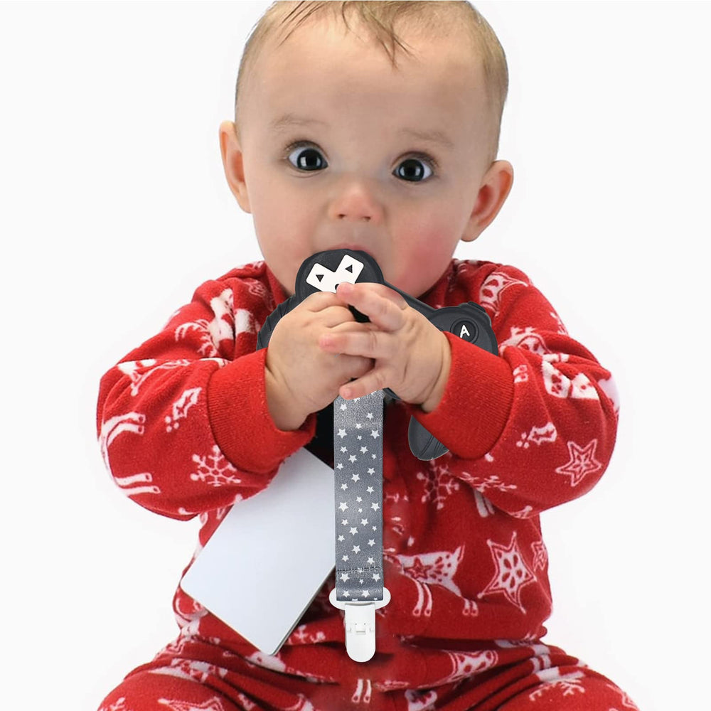 BIGSPINACH baby-joystick-teether offers textured surfaces for curious little hands