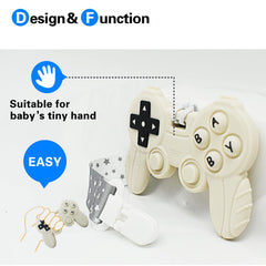 BIGSPINACH BPA-free silicone teether for safe chewing and teething exploration.
