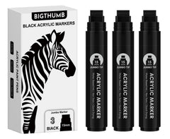 BIGTHUMB 3-pc black jumbo marker with 15mm tip for bold fills on posters.