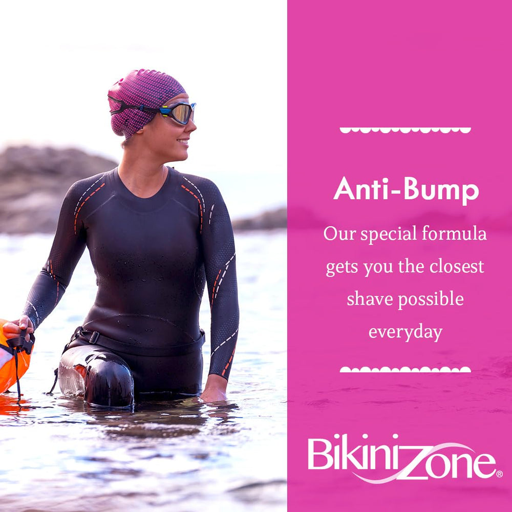 Bikini Zone bottle back label highlights alcohol-free formula