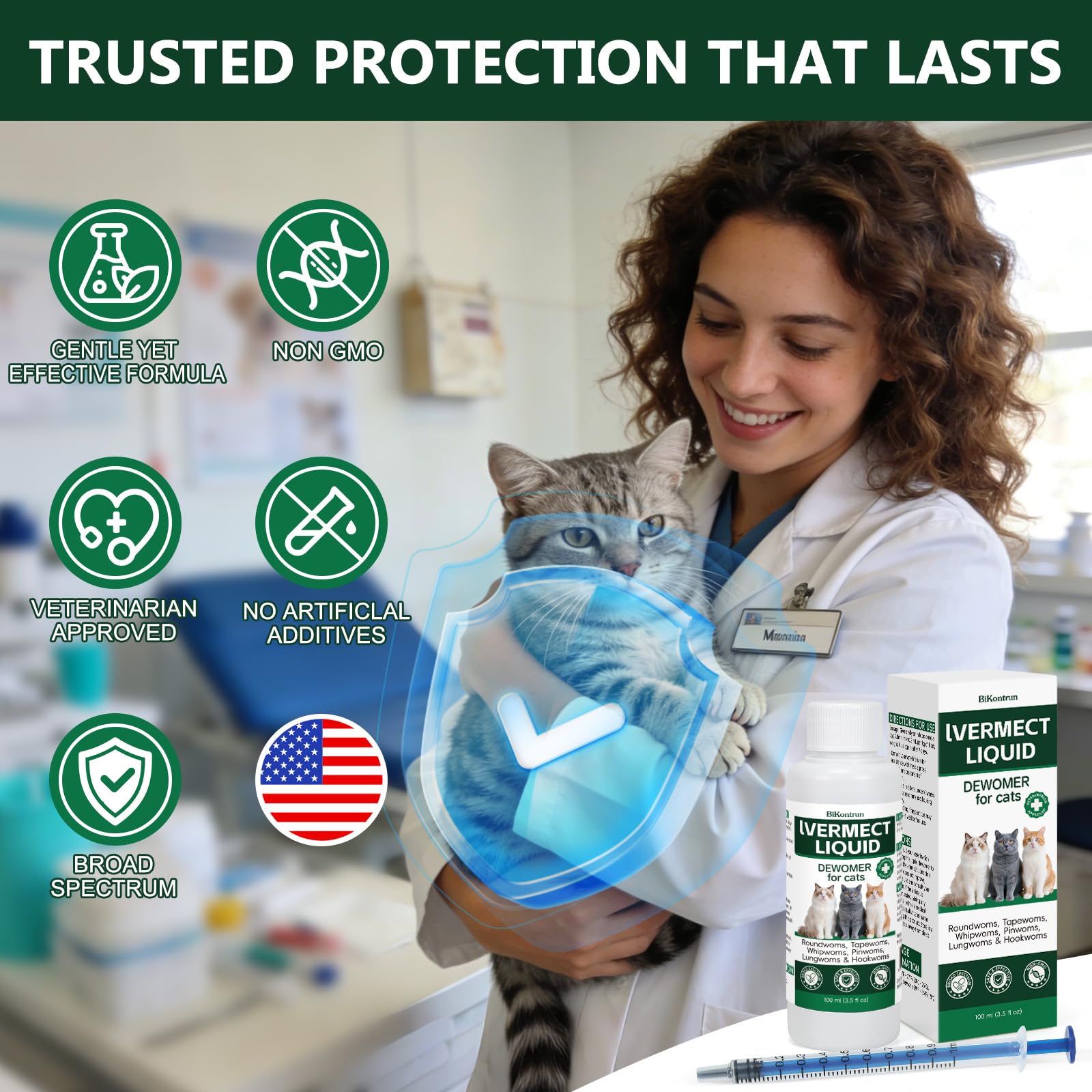 BiKontrun dewormer for cats dispensing pour demonstrates simple application