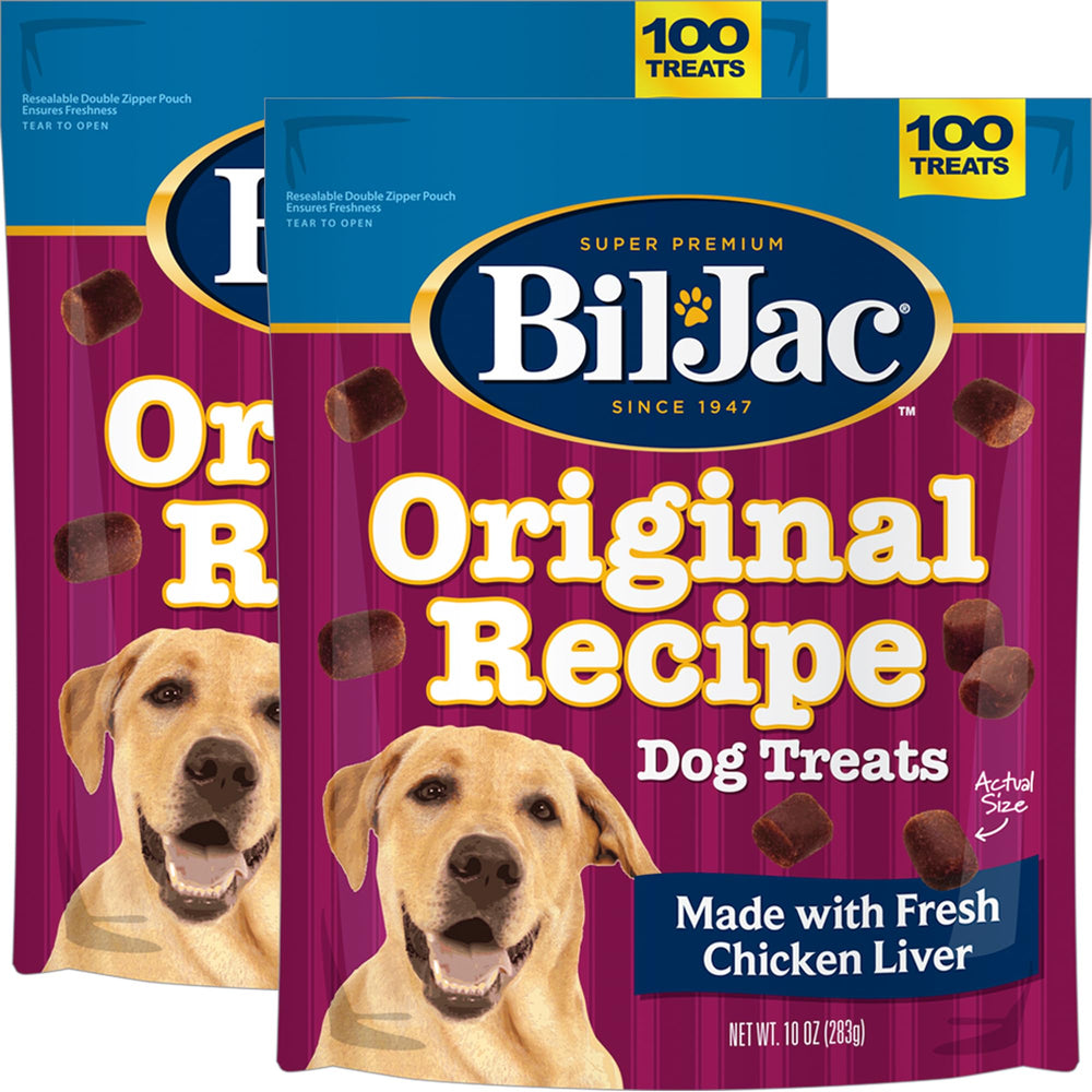 Bil-Jac Original Recipe soft training treats in a bag, ideal for training rewards.