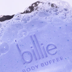 Billie Body Buffer aloe and shea nourish skin for gentle hydration.