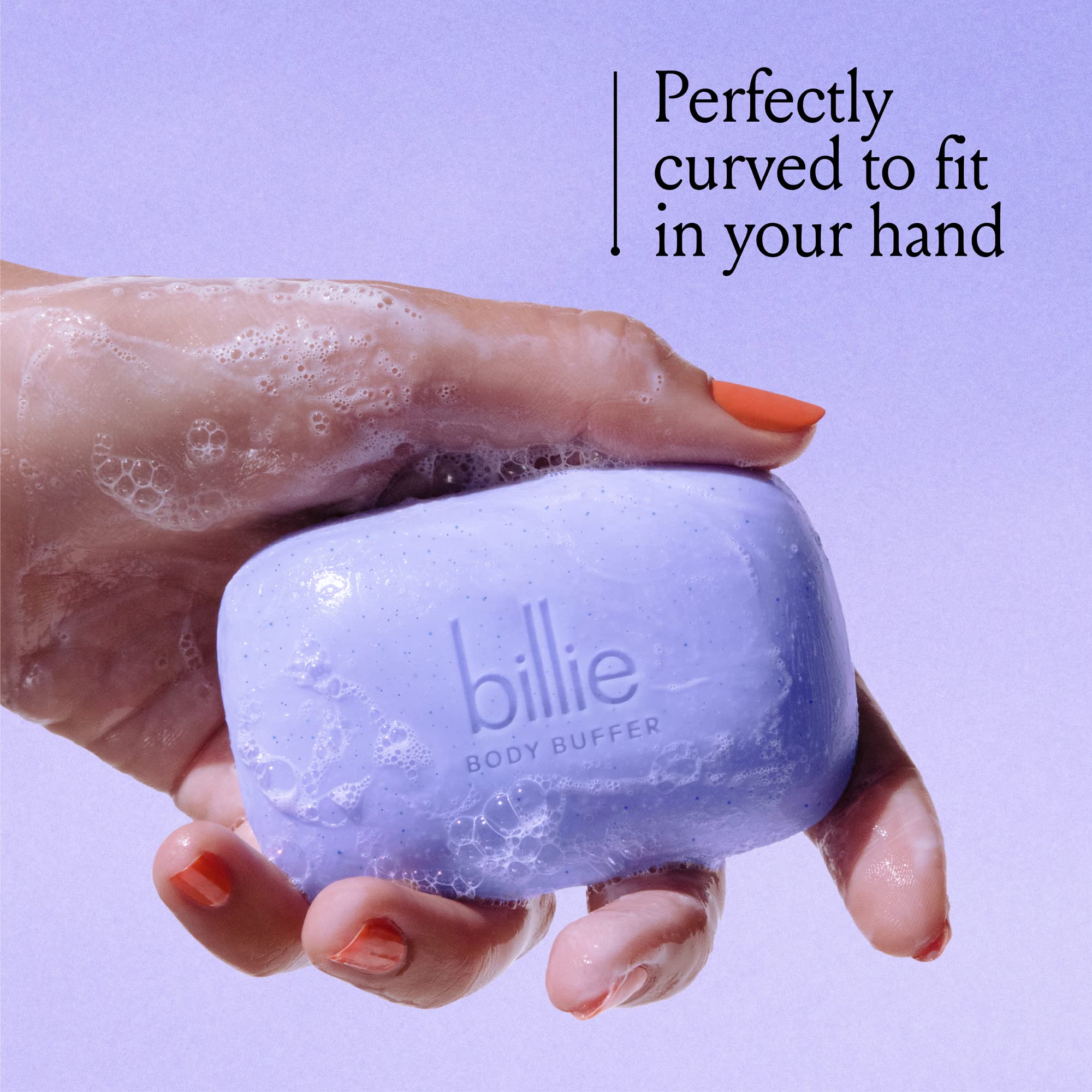 Billie Body Buffer oil blend softens skin after exfoliation.