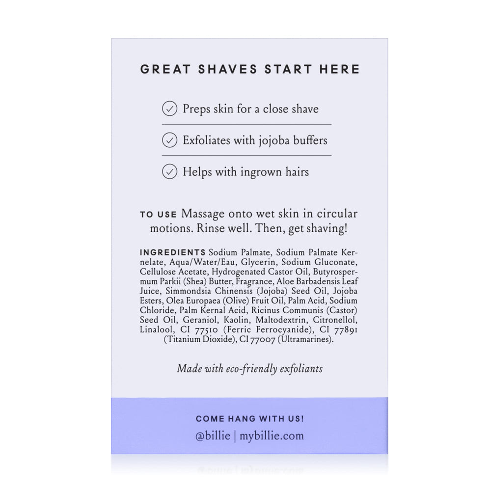 Billie Body Buffer vegan and cruelty-free label shown for ethical choice.