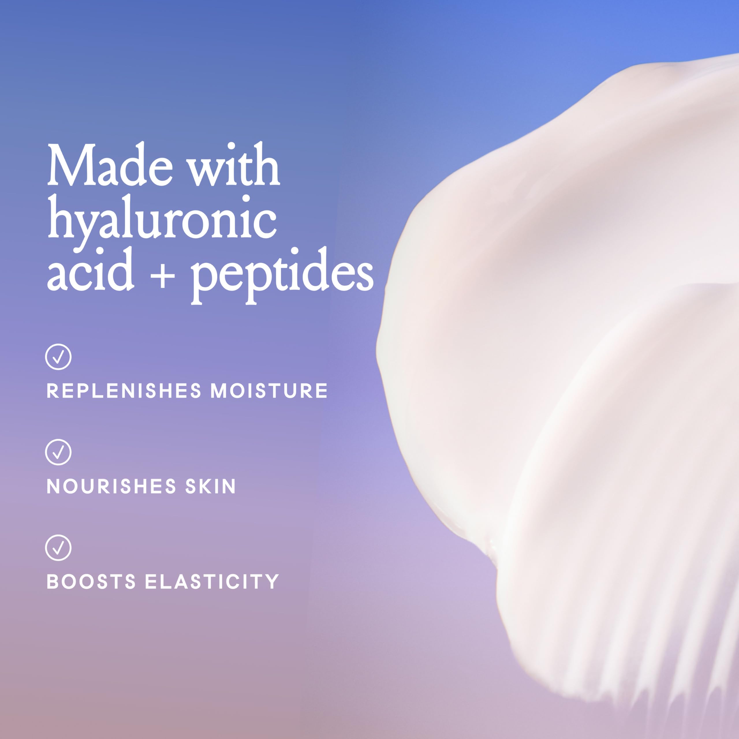 Billie Bounce hyaluronic acid and peptides boost hydration and elasticity.