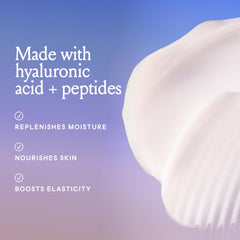 Billie Bounce hyaluronic acid and peptides boost hydration and elasticity.
