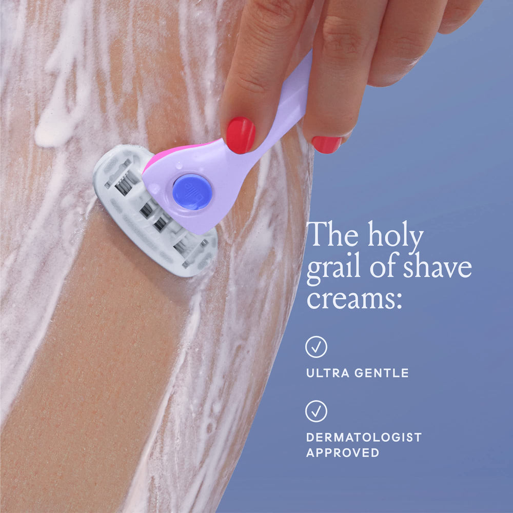 Billie razor and cream pairing image suggests enhanced glide during a routine.