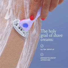 Billie razor and cream pairing image suggests enhanced glide during a routine.