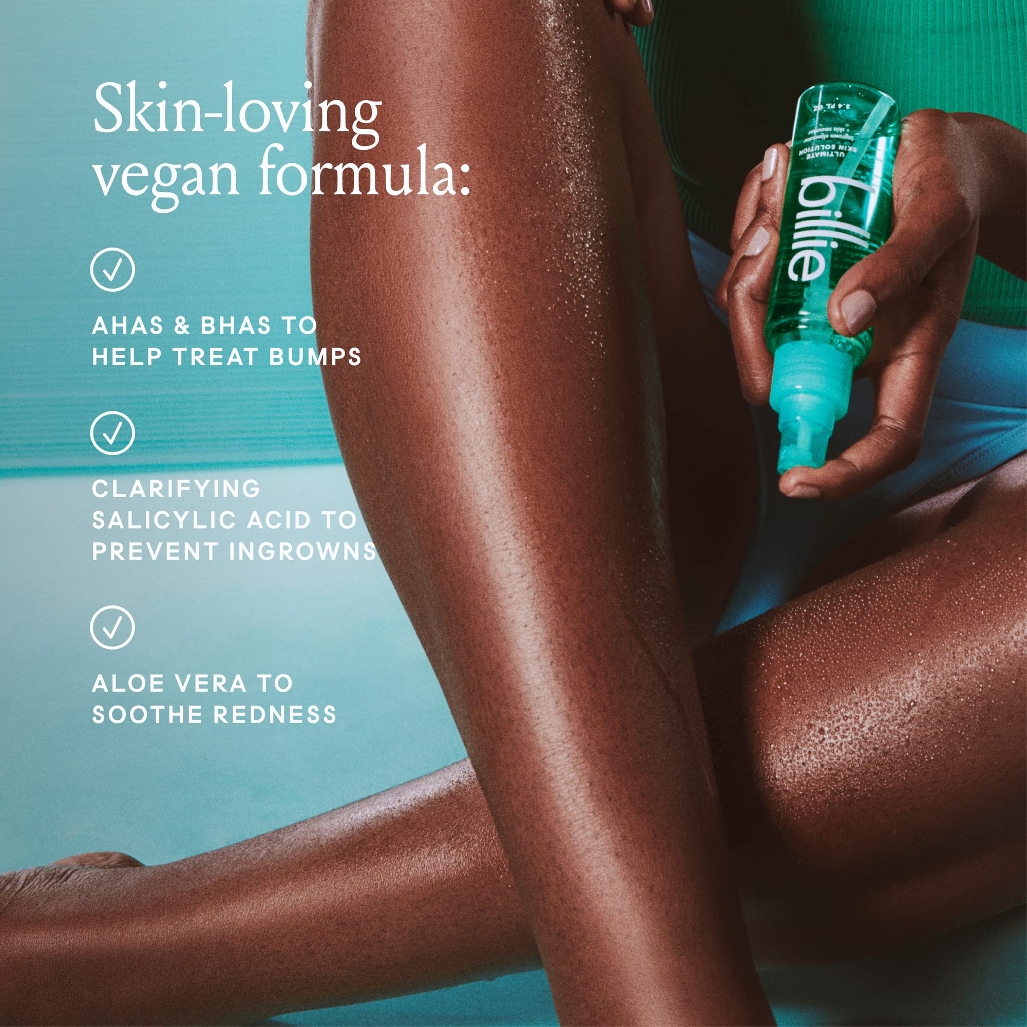 Billie Ultimate Skin Solution showing aloe vera hydration for calm skin.