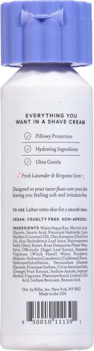 Billie Whipped Shave Cream application swatch shows creamy coverage for gentle shaving.