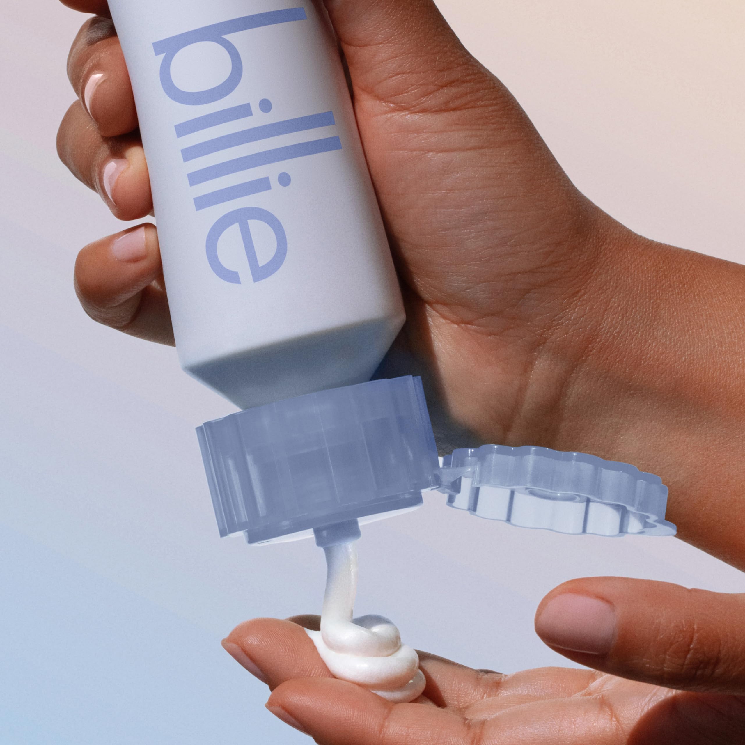 Billie Whipped Shave Cream enriched with shea butter and coconut oil nourishes skin.