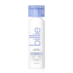 Billie Whipped Shave Cream Ultra Gentle bottle with fragrance-free formula for sensitive skin comfort.