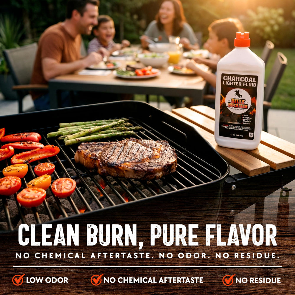 Two-pack packaging from Billy Buckskin highlights outdoor fire-start option.