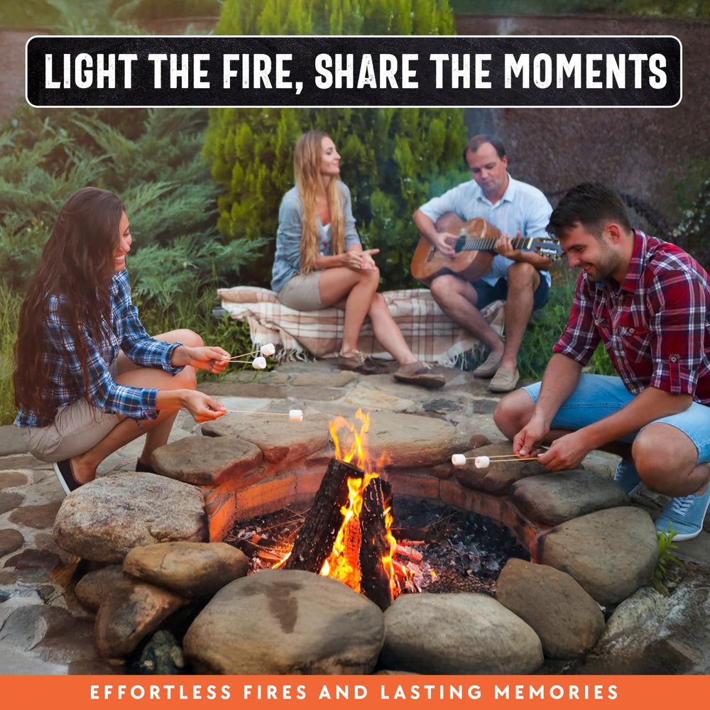 Campfire setup that works even with damp wood.