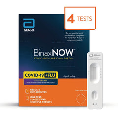 BinaxNOW combo test device cassette, rapid results platform used in-home.