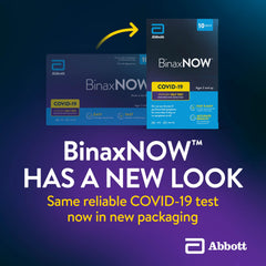 BinaxNOW test instructions shown for easy, step-by-step at-home testing.