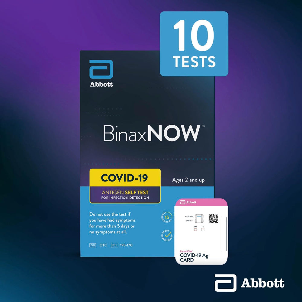 BinaxNOW family-use scenario demonstrates testing with an adult caregiver.