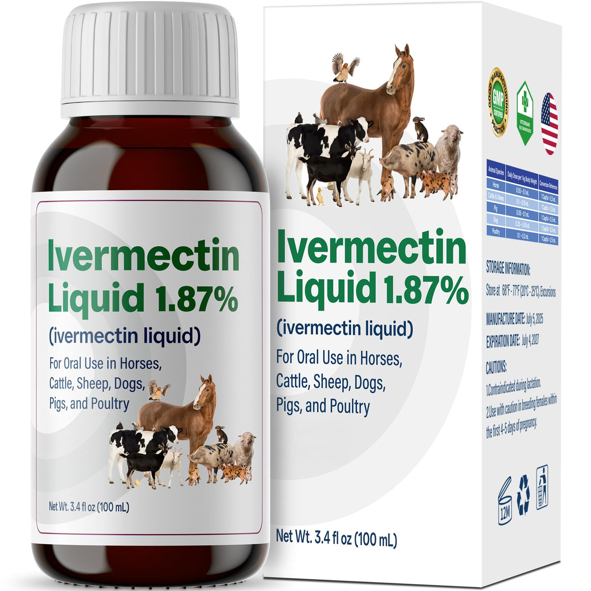 Bingbrofam dewormer bottle close-up shows professional-grade ivermectin for reliable livestock care.
