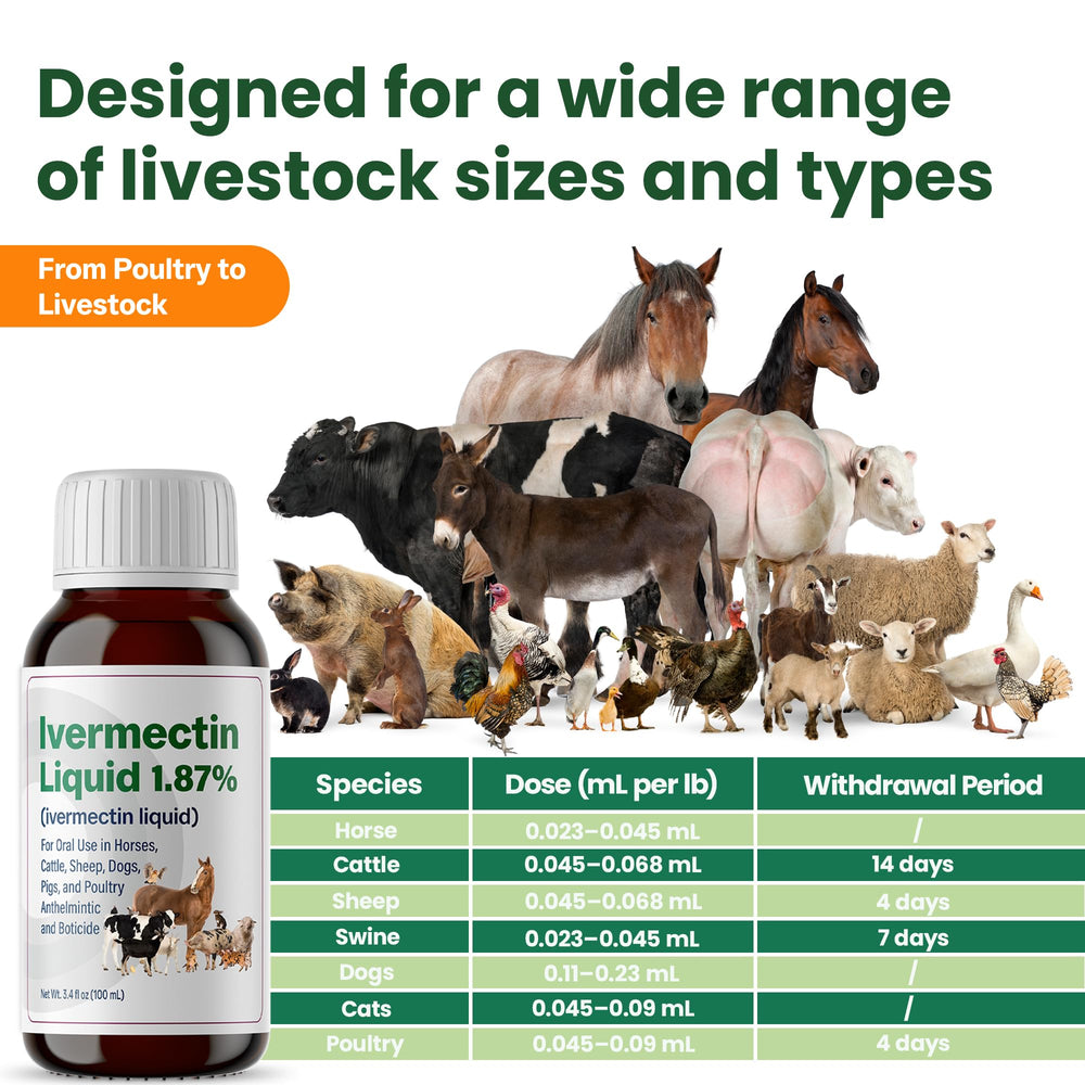 Bingbrofam dewormer used on horses and poultry for broad-spectrum support.