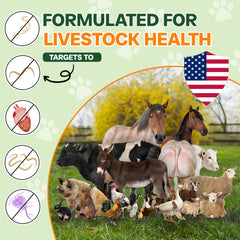 Liquid dosing of Bingbrofam dewormer for easy feed or water administration.