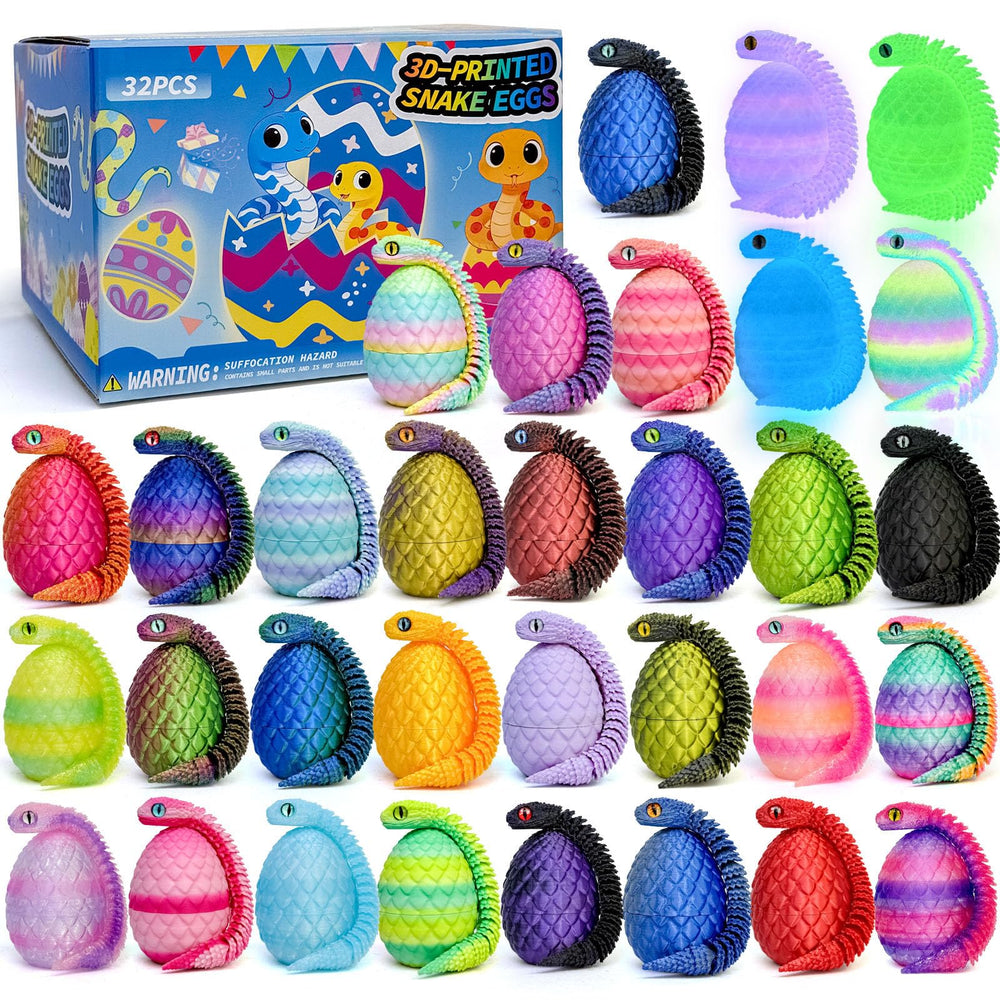 Binvin 32PCS snake toy egg surprise, a tactile fidget for curious hands and kids.