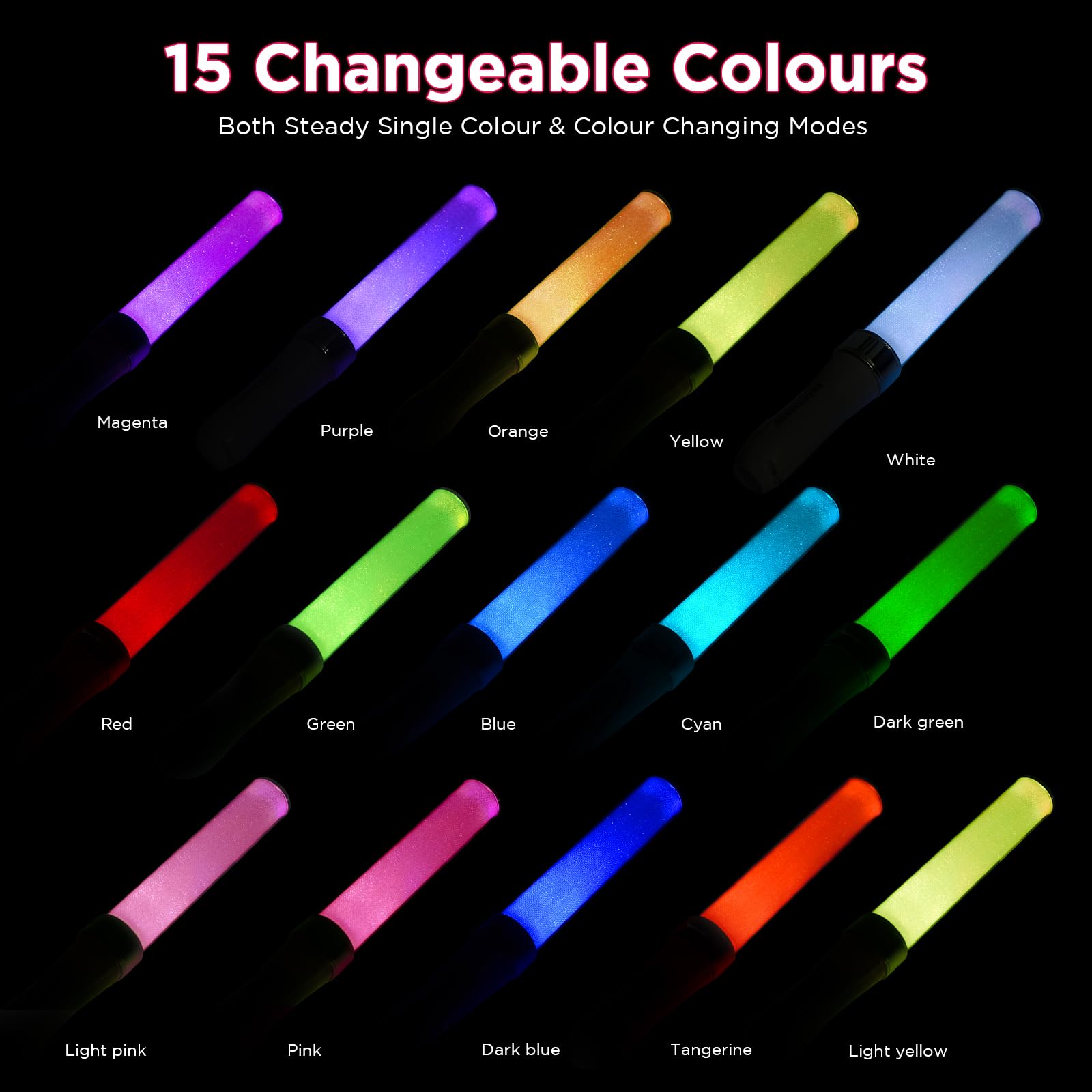 BINWO concert glow sticks with visibility up to 500–800 meters.