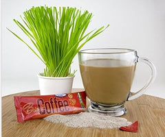 Bio Coffee wheatgrass green mix highlights fresh greens in every cup