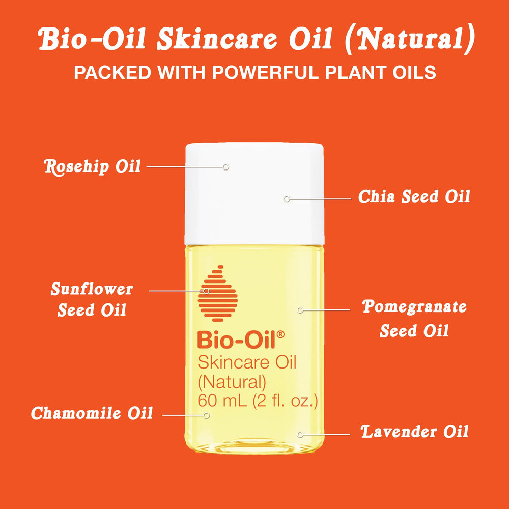 Bio-Oil packaging showing a clean, natural formula and plant-based ingredients.
