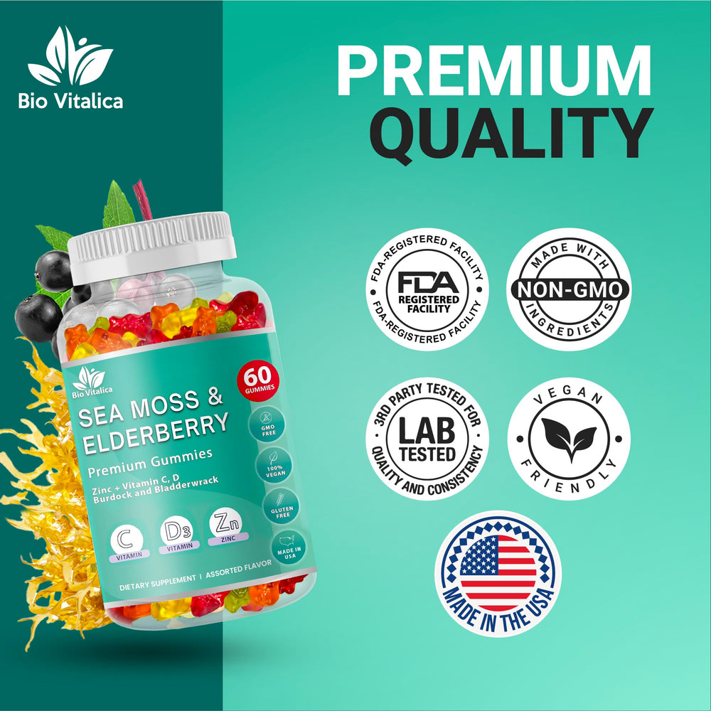 BIO VITALICA kids-friendly sea moss gummies with colorful fruit flavors