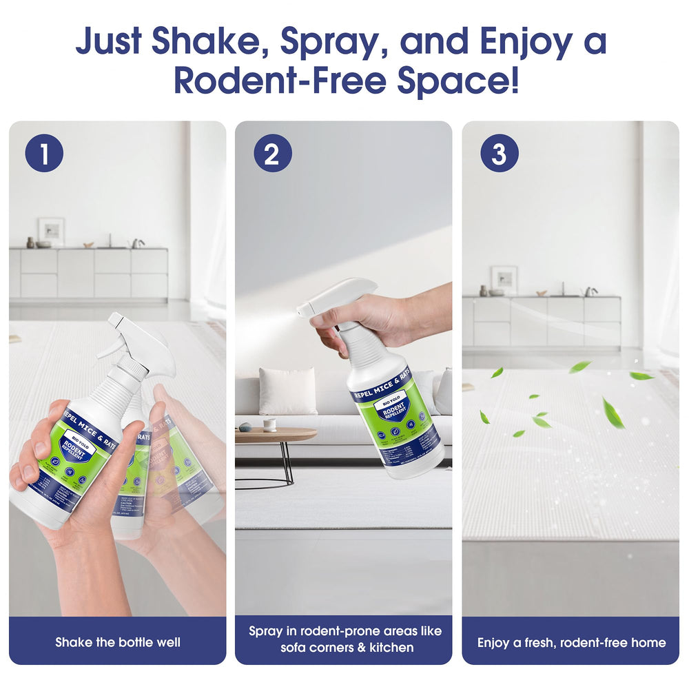 BIO YOLO Rodent Repellent Spray outdoors protecting garden and garage spaces.