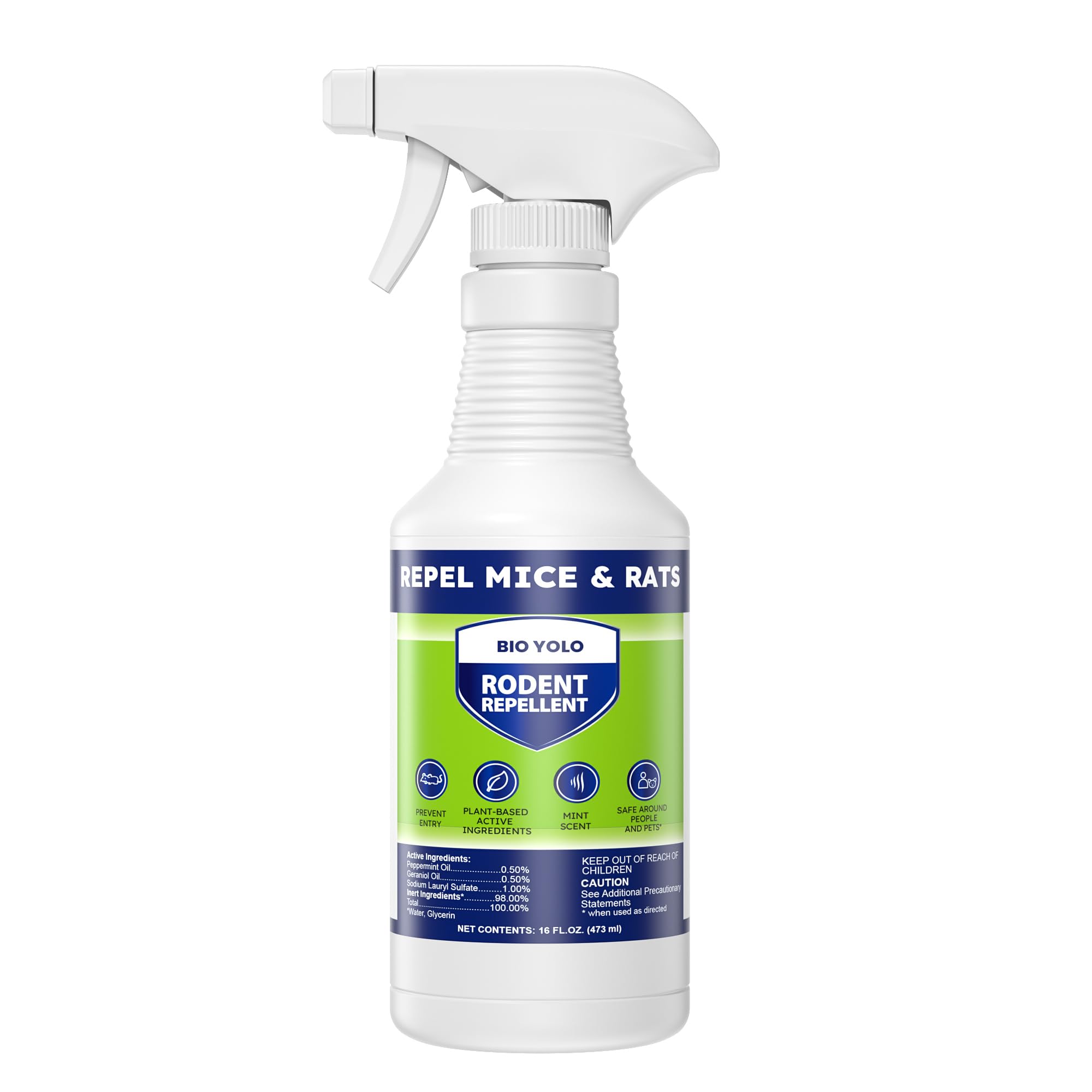BIO YOLO Rodent Repellent Spray bottle ready for indoor and outdoor protection.