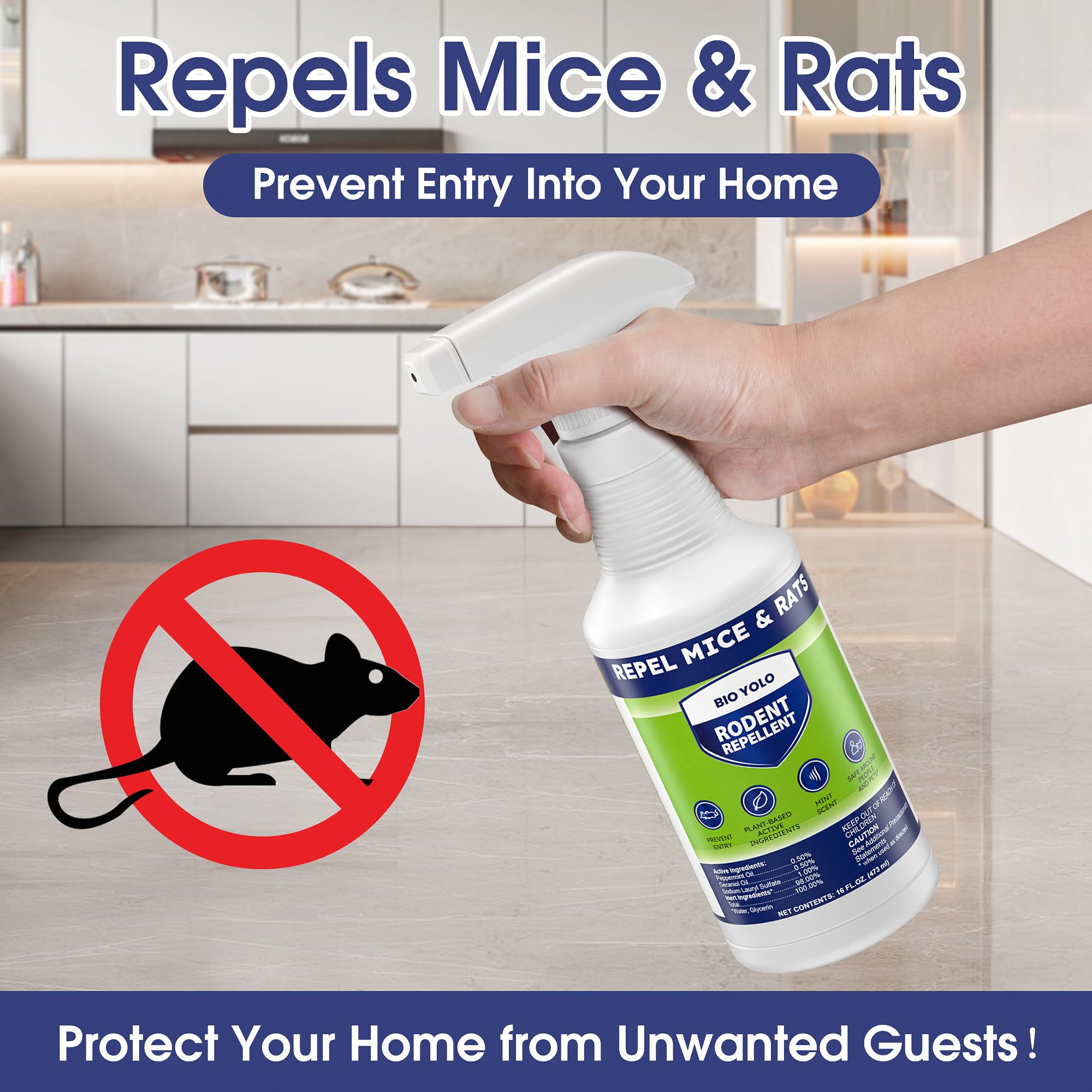 BIO YOLO Rodent Repellent Spray trigger shows easy, clog-free application.