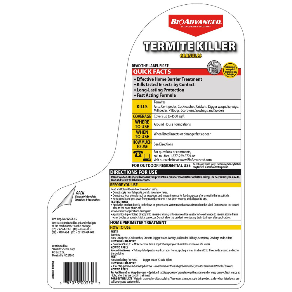 BioAdvanced 9 lb packaging image highlights ready-to-use pest control granules.