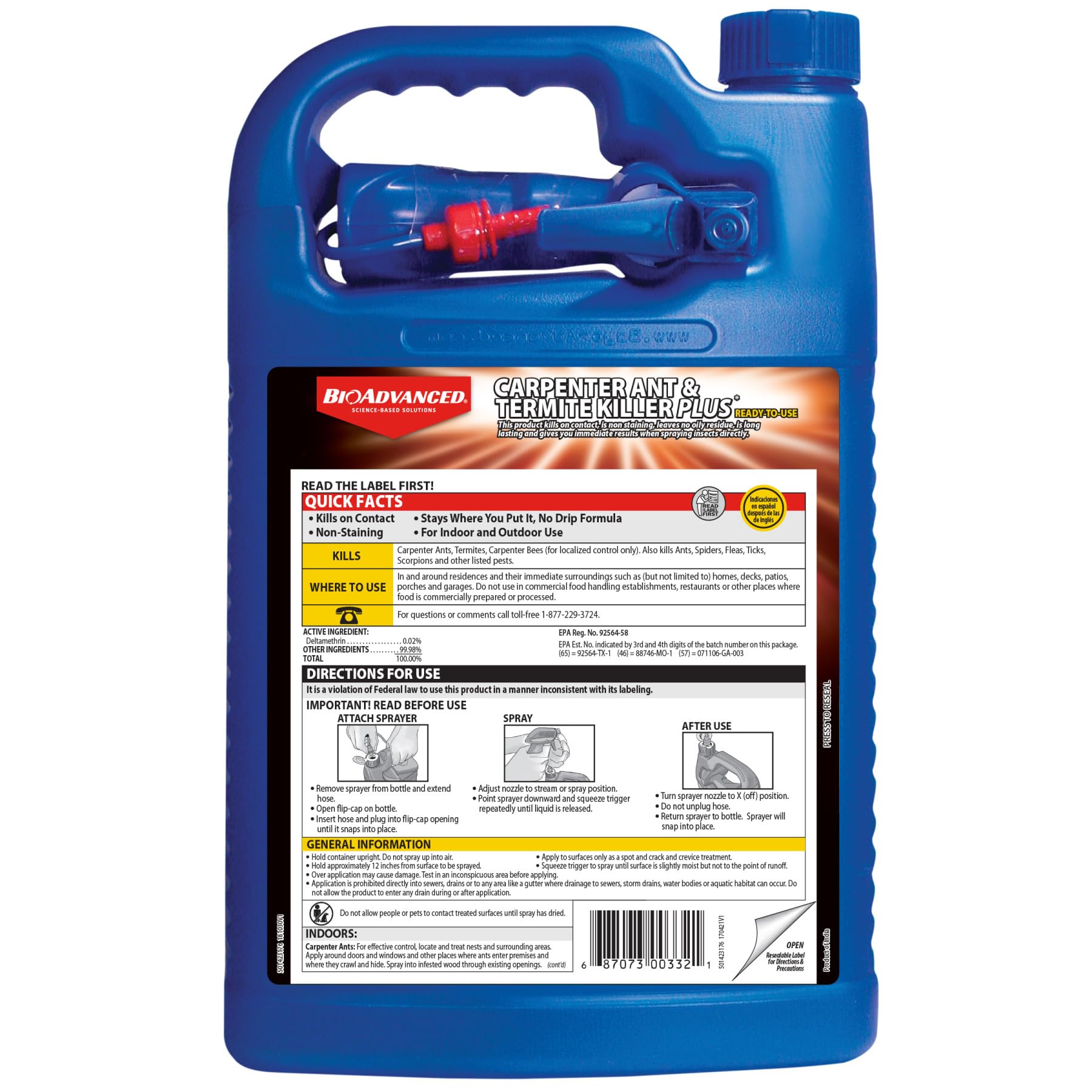 BioAdvanced fast-acting spray provides quick control on contact.